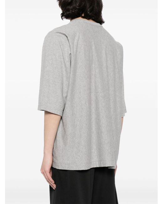 T-shirt en coton à design uni Homme Plissé Issey Miyake pour homme en coloris Gray