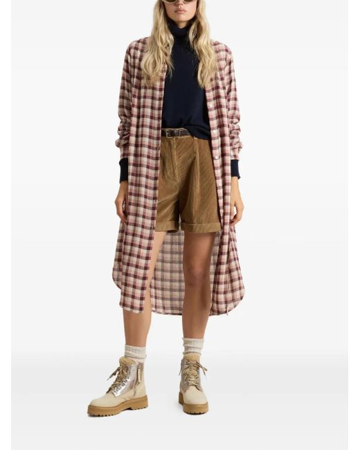 Woolrich White Checked Flannel Shirt Midi Dress