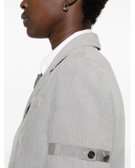 Thom Browne Gray Corduroy Single-Breasted Blazer
