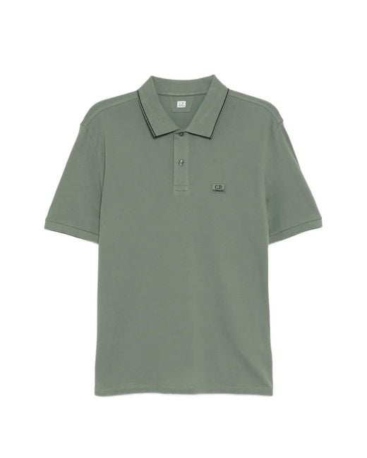 C P Company Green Logo-Embroidered Polo Shirt for men