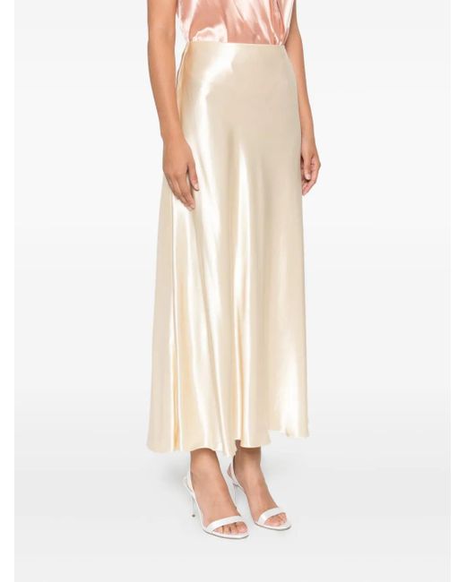 Alberta Ferretti White Satin Midi Skirt