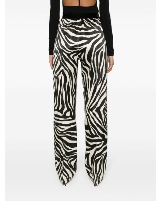 Tom Ford Black Zebra-print Silk Trousers - Women's - Elastane/silk