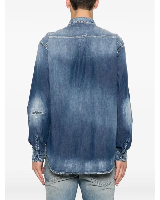DSquared² Blue Classic Denim Long Sleeve Button Shirt for men