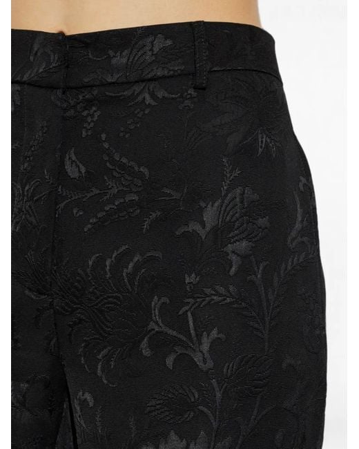 Etro Black Floral-Jacquard Palazzo Pants