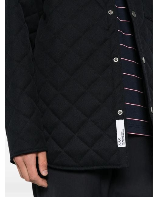 A.P.C. Black Quilted Press-Stud Jacket for men