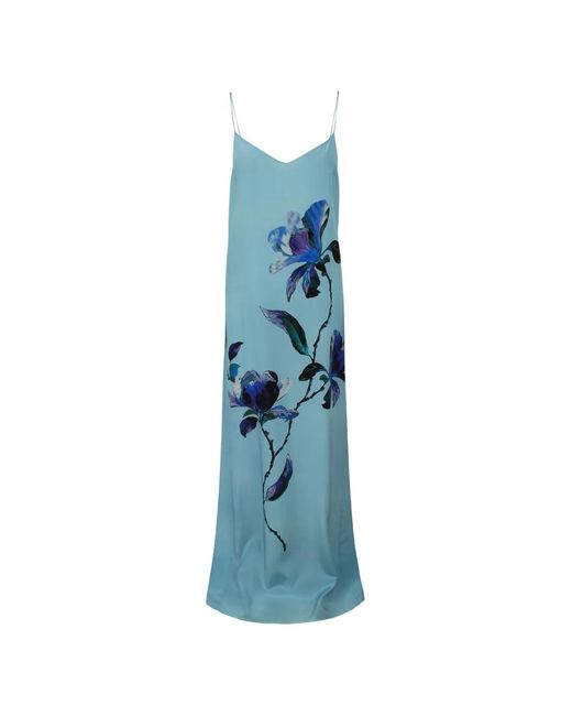 Ermanno Scervino Blue Floral-Print Maxi Dress