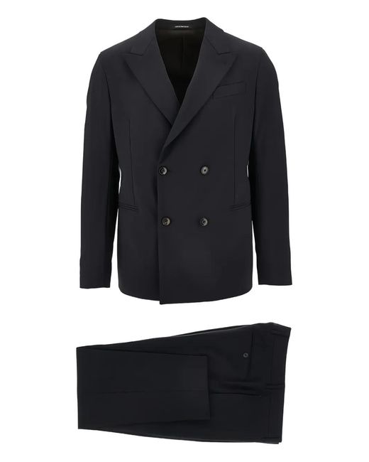 Emporio Armani Blue Double-Breasted Suit for men