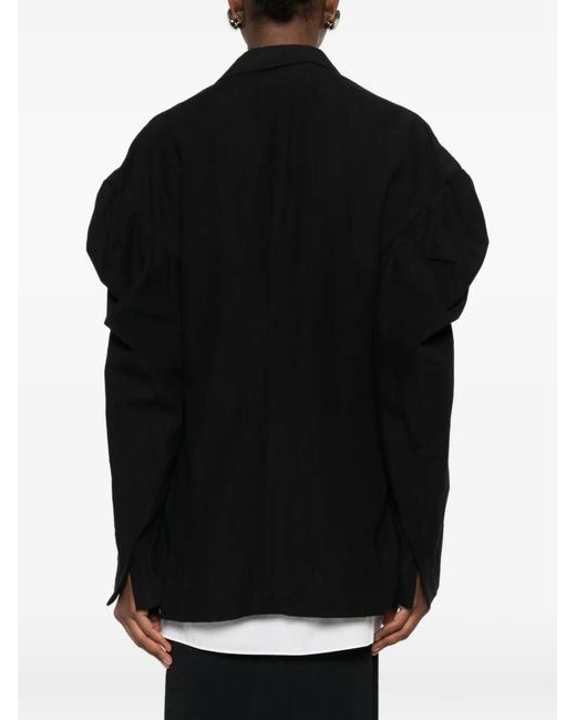 Yohji Yamamoto Black Blazer À Boutonnière Au Dos