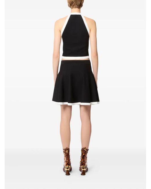 Nina Ricci Black Skater Trimmed-Knit Mini Skirt