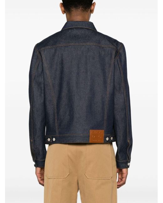 Gucci Blue Contrast-stitching Denim Jacket for men