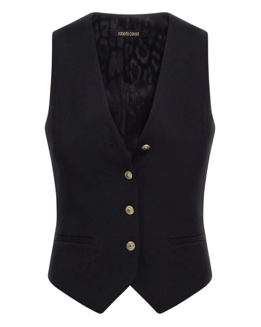 Gilet Con Scollo A V di Roberto Cavalli in Blue
