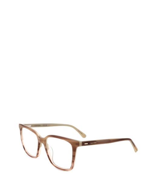 Calvin Klein White Tortoiseshell-Effect Square-Frame Glasses