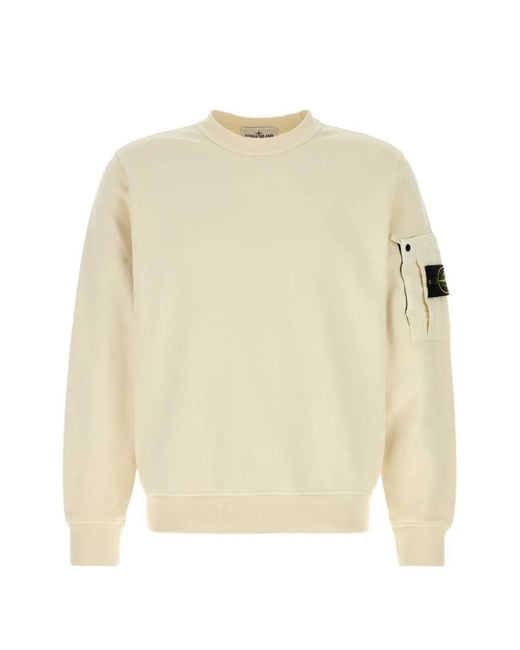 Stone Island White Pocket-Detail Cotton Sweatshirt for men