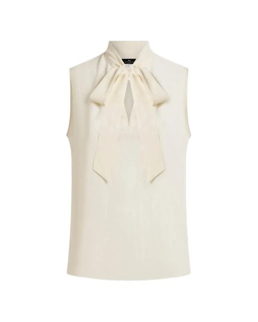 Etro White Silk-Blend Jacquard Top With Silk Scarf And Paisley Motif