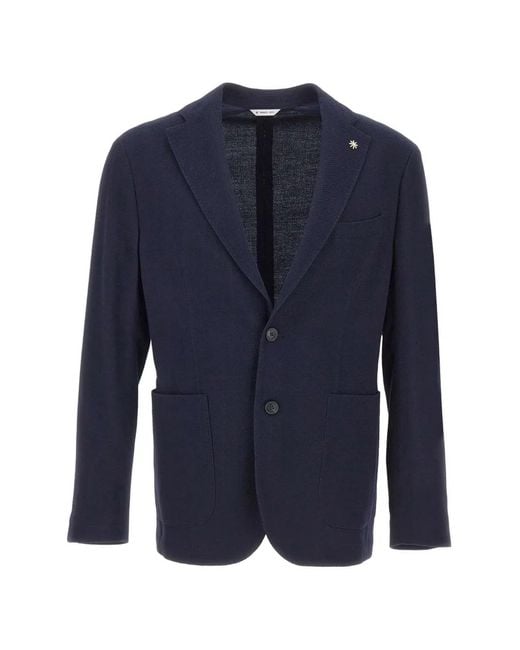Manuel Ritz Blue Lapel-Pin Blazer for men