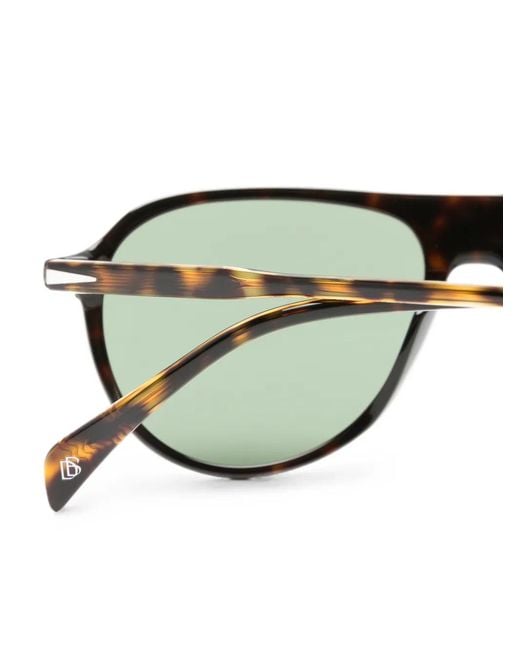 David Beckham Green Tortoiseshell-Effect Rectangle-Frame Sunglasses