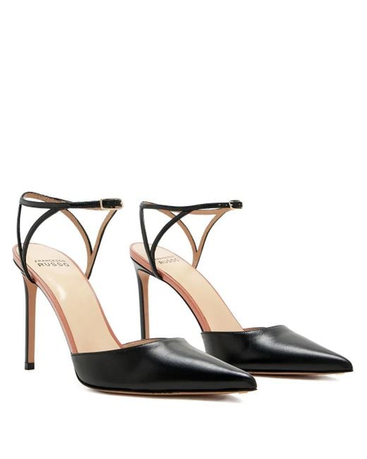 Francesco Russo Black Pointed-Toe Pumps