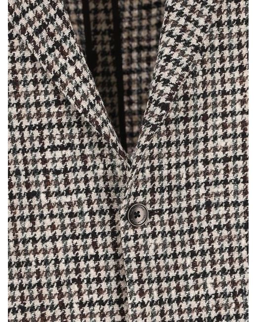 Tagliatore Gray Houndstooth-Pattern Single-Breasted Blazer for men