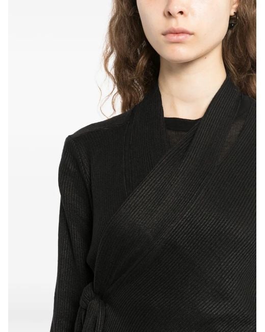 Limi Feu Black Ribbed Asymmetric Coat
