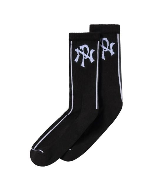 Aries Black Nyp Logo-Jacquard Socks