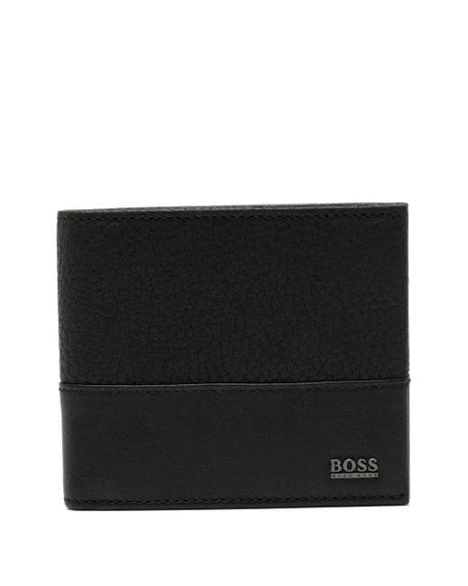Portafoglio Con Placca Logo di Boss in Black da Uomo