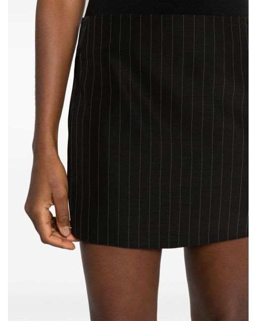 P.A.R.O.S.H. Black Pinstripe-pattern Thigh-high Skirt