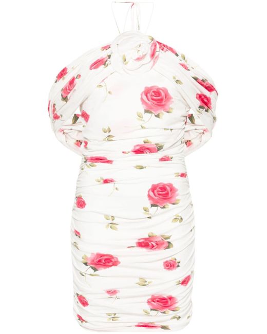 Magda Butrym White Rose-print Mini Dress