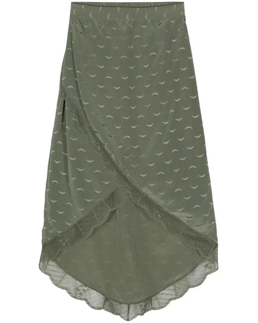 Zadig & Voltaire Green Jeudie Logo-Print Midi Skirt