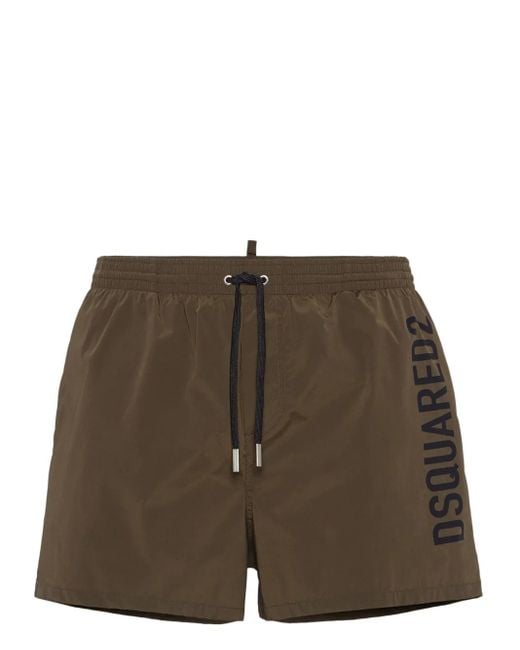 DSquared² Green Logo-Print Swim Shorts for men