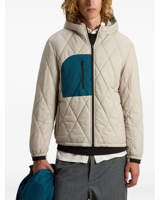 Woolrich Blue Hooded Button Raincoat for men