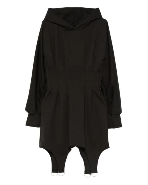 Hamza Black Cairo Hooded Cinched Waist Mini Dress