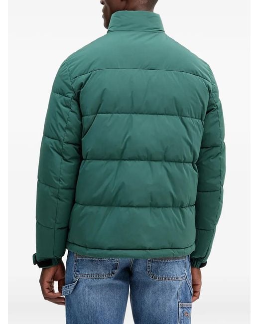 Trussardi Green Logo-Patch Puffer Jacket for men