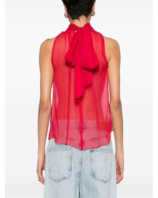 Blusa semitranslúcida de seda Atu Body Couture de color Red