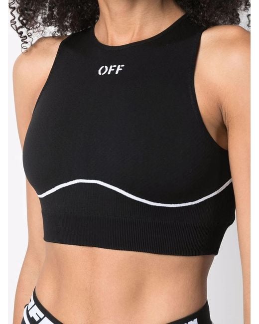 Off-White c/o Virgil Abloh Black Athl Stamp Logo Bra