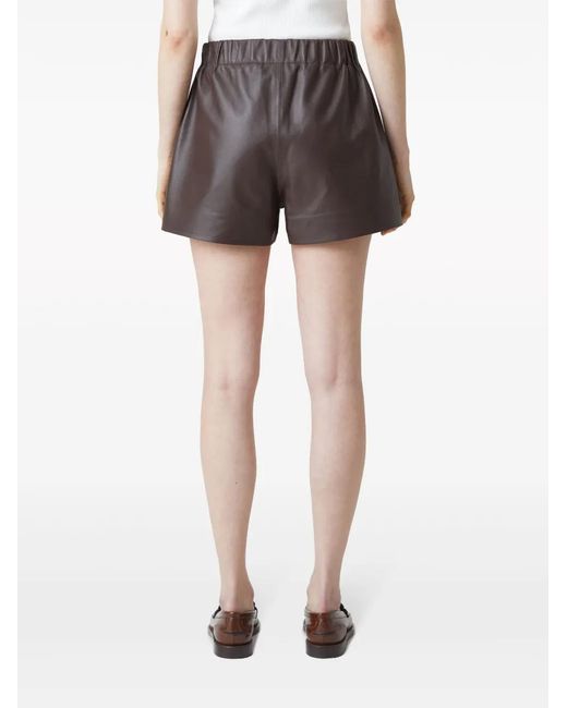 Closed Brown Elasticated-Waist Leather Shorts