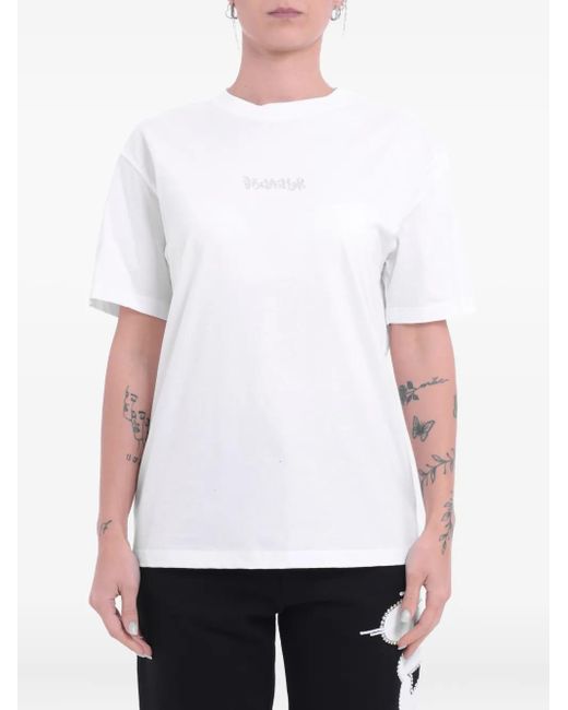 DISCLAIMER White Crystal-Embellished T-Shirt