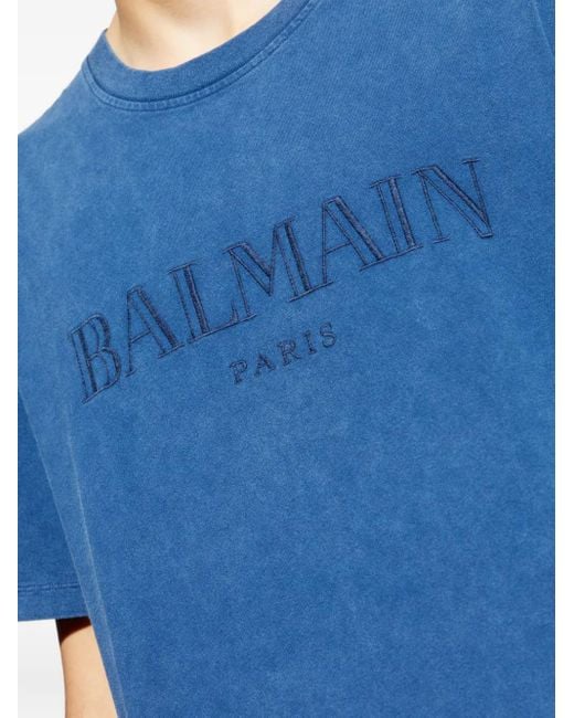 Balmain Blue Loose Ss T-Shirt for men