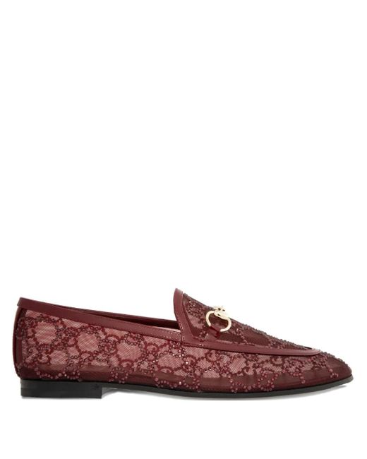Gucci Red Crystal-Embellished Horsebit Loafers