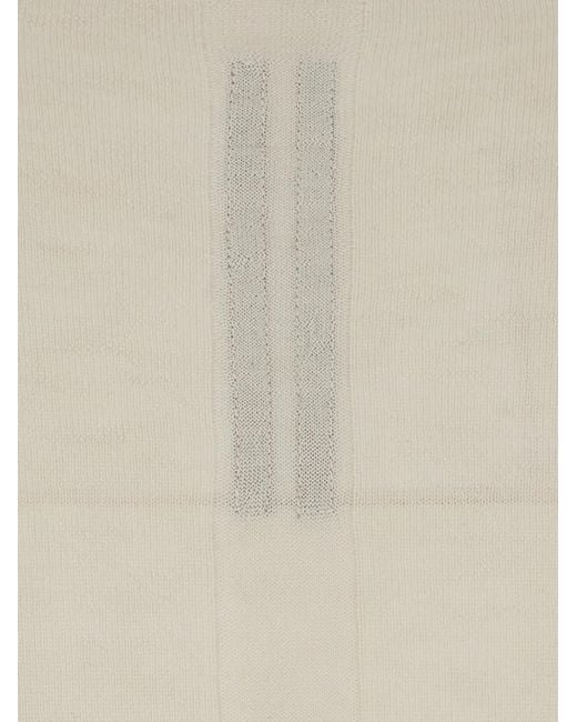 Rick Owens White Cut-Out Ribbed-Hem Sweater