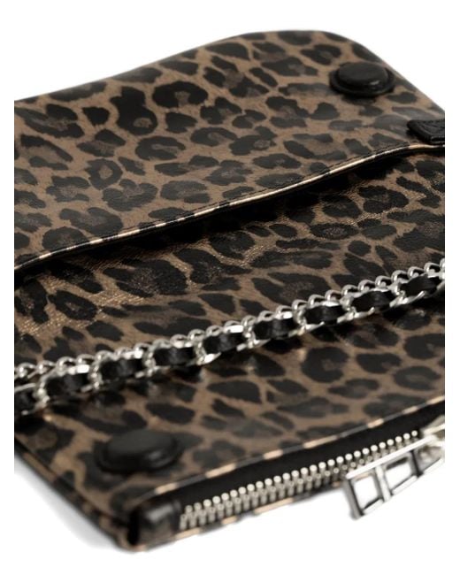 Zadig & Voltaire Black Rock Mini Metal Leopard Clutch