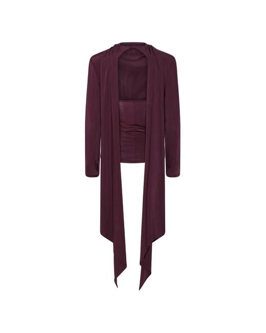 ROTATE BIRGER CHRISTENSEN Purple Draped-Panel Long-Sleeve Top