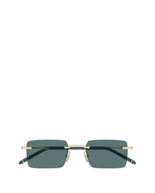 Montblanc Green Lunettes De Soleil À Monture Rectangulaire