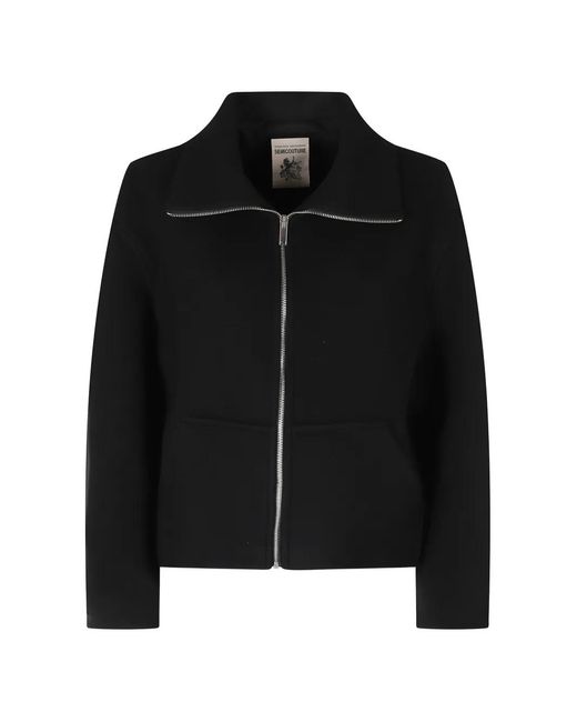Semicouture Black Jeane Zip-Up Button-Detail Jacket