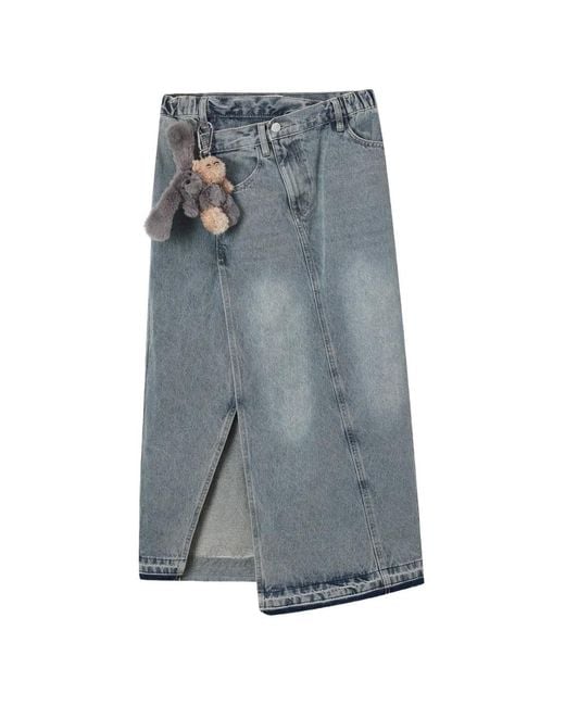 Izzue Blue Split Cotton Skirt