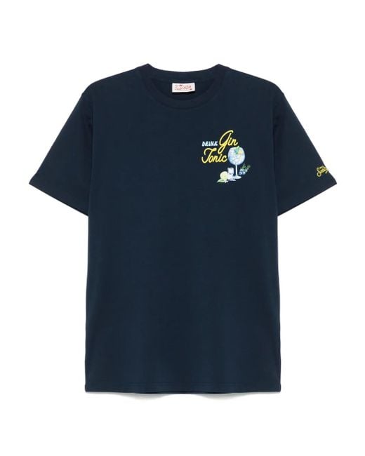 Mc2 Saint Barth Blue Gin Tonic-Print Cotton T-Shirt for men