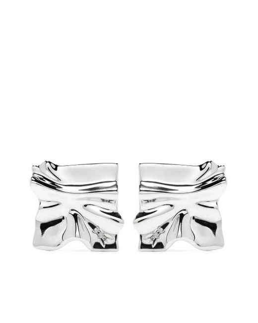 Patrizia Pepe White Crinkled Earrings