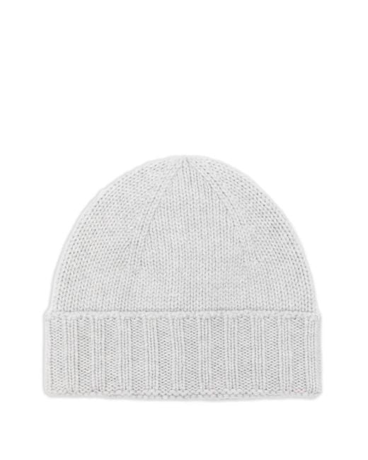 GIUUNO White Ribbed-Brim Beanie for men