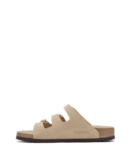 Birkenstock White Florida Buckle-Strap Sandals