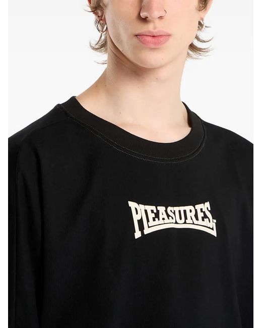 Pleasures Black Bulldog-Motif Long-Sleeve T-Shirt for men