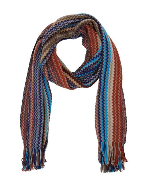 Écharpe Frangée À Motif Zigzag Missoni pour homme en coloris Blue